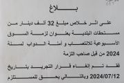 بلاغ حول استخلاص المعاليم الموضفة على سوق الدواب وسوق الانتصاب بنصر الله